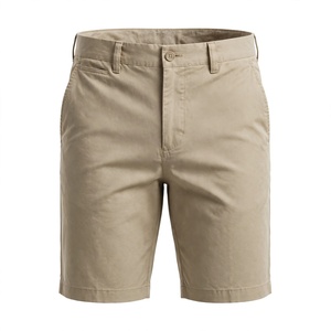 Men's Khaki Bermuda Shorts Mid <b>Waist</b> <b>Elastic</b> <b>Waist</b> Polyester Cotton Casual Knitted Solid Color Custom Logo - Product Image 1