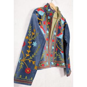<b>Women</b> Floral Suzani <b>Velvet</b> <b>Jacket</b> Indian Handmade Embroidered Boho Coat Ethnic Fashion Outerwear - Product Image 2