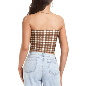 <b>Brown</b> Christmas Tube <b>Top</b> for Women Sublimation Print Detail Strapless Cropped <b>Bandeau</b> <b>Top</b> Versatile Casual Streetwear Apparel - Product Image 2