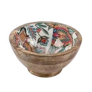 Cuenco de madera con estampado esmaltado para servir pasta, ensalada y sopa, uso multiusos, cuencos para servir de forma redonda - Product Image 6