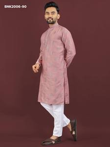 New Arrival Viscose Silk with Sequence Embroidery Butta work Full-Sleeve Above-Knee Length <b>Kurta</b>-Cotton Payjama Indian Exporter - Product Image 5