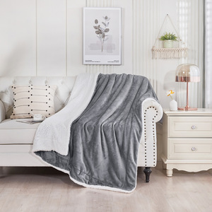 CUSTOM Wholesale Reversible Polyester Plush Embroidery Adult Other Sherpa Flannel <b>Fleece</b> Bed <b>Throw</b> Blanket From Rajasthan - Product Image 3
