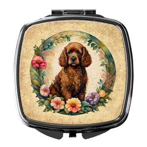 Irish Water Spaniel Fleurs Miroir de maquillage de voyage compact Miroir décoratif de poche pliant pour femmes filles Idée cadeau - Product Image 1