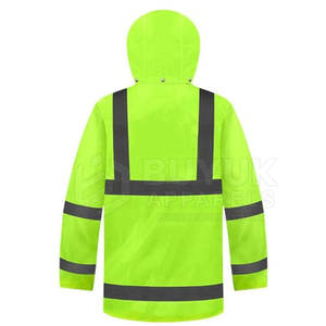 Veste de travail à capuche haute visibilité réfléchissante 100% polyester respirante imperméable protection contre le feu pour les travaux en extérieur en hiver - Product Image 3