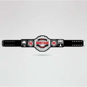 Ceinture de championnat de lutte Memphis Heritage, sangle noire, plaques métalliques argentées, plaque centrale dorée personnalisable, équipement Huzaim - Product Image 1