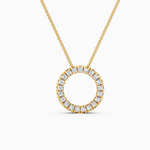 Collier de luxe à cercle ouvert avec diamant de laboratoire de 0,62 ct en or jaune, blanc et rose 9 carats - Product Image 2