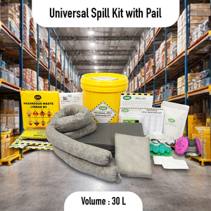 Kit anti-déversement universel 30 litres avec seau – Kit de réponse aux déversements d'huile et de produits chimiques portable pour le nettoyage des déversements industriels - Product Image 2