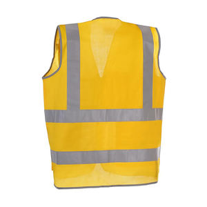 Gilet de sécurité orange haute visibilité en maille, classe 3 ANSI, fermeture éclair, 6 poches, bande réfléchissante, motif H - Product Image 4