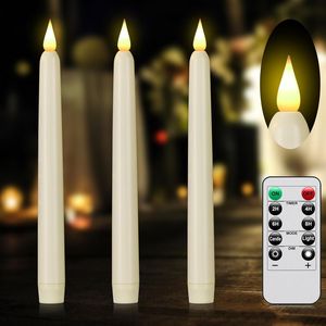 Bougies coniques LED à piles avec télécommande et minuterie, effet flamme vacillante 3D sans flamme, 9,6 x 0,8 pouces - Product Image 1