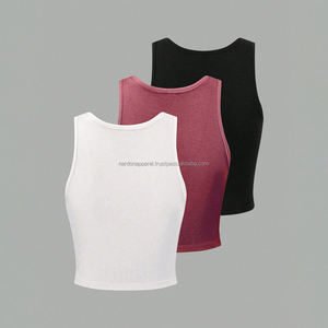 Nardon Apparel – Nouveaux débardeurs courts décontractés pour femmes, tricotés respirants à col licou, fabrication sur mesure en gros - Product Image 3