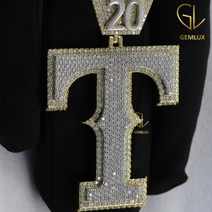 Diseño de moda Iced out Lab Grown Diamond Letra inicial Hip Hop Colgante para hombres Joyería de oro con certificado Egl para fiestas - Product Image 1