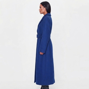 <b>Women</b> Long Formal <b>Coat</b> <b>Belted</b> Waist Lapel Collar <b>Wool</b> Blend Full Length Warm Winter Fashion Outerwear - Product Image 2