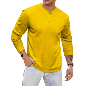 เสื้อยืดลำลองผู้ชายแขนยาวคอวีผ้าถักสีพื้นทรงปกติสีดำ - Product Image 2