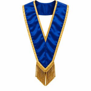 Écharpe Maçonnique Personnalisée de l'Arche Royale en Satin Blanc, Régalia Cérémonielle avec Bordure Dorée Brodé et Franges, Écharpe de Présentation pour Loge - Product Image 1