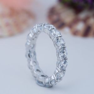 Anillos de Joyería Fina Personalizados, Plata de Ley 925, Anillo de Compromiso, Aniversario, Boda, Eternidad, con Moissanita para Mujer - Product Image 2