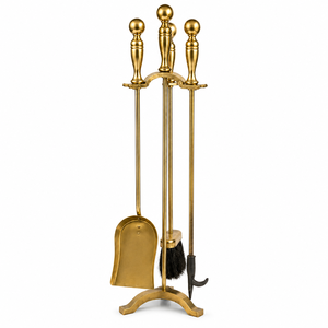 Unique Brass Fireplace <b>Tool</b> Set Fireside Companion Kit Heavy Duty Brass <b>Fire</b> <b>Tools</b> With Tongs Indoor Hearth Home Decoration - Product Image 5