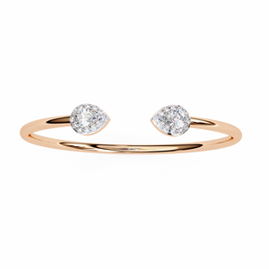 Brazalete de Oro de 18K con Diamantes Cultivados en Laboratorio, Corte Pera, Halo, Diseño Abierto, para Mujer, Regalo, Joyería de Boda - Product Image 5