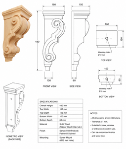 High Quality Solid Wood Carving <b>Corbels</b> for Home Decor and Furniture Classic <b>Corbel</b> Parts for Kitchen Cabinets - Product Image 5
