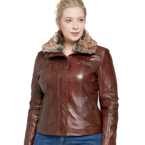 <b>Women</b> Modern Genuine <b>Leather</b> <b>Jacket</b> High End Fashion Outerwear Elegant Casual Biker <b>Jacket</b> Custom Made Private Label Supplier - Product Image 2
