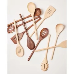 Trending 6Pcs Bamboo Cooking <b>Set</b> Copper Loop Inset Handle <b>Spatula</b> Slotted Turner Spoon Wooden Utensils for Home - Product Image 4