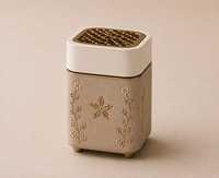 Brûleur d'encens en bois et cuir de designer haut de gamme avec un design unique, diffuseur d'aromathérapie décoratif, utilisation toute saison