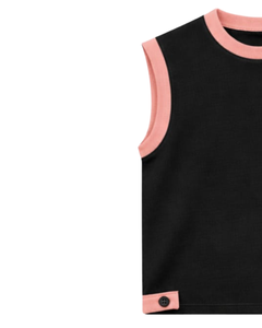 Ensemble décontracté d'été pour homme : débardeur noir sans manches et short en coton avec bordure rose et cordon de serrage – Tenue deux pièces style streetwear - Product Image 3