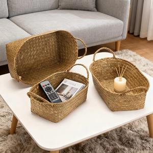 <b>Stackable</b> Woven Organizer Set Of 3 Handmade Storage <b>Basket</b> Wholesale eco-friendly Made in Vietnam - Product Image 3