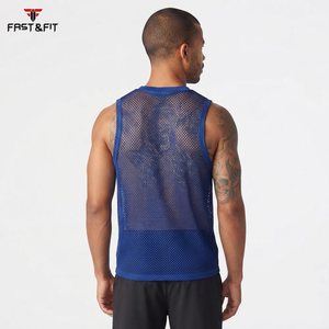 Factory Price Breathable Plain Dyed <b>Men</b> Sports Mesh Sleeveless Mesh <b>Singlets</b> <b>for</b> <b>Men</b> Transparent Vest <b>for</b> Sale - Product Image 2