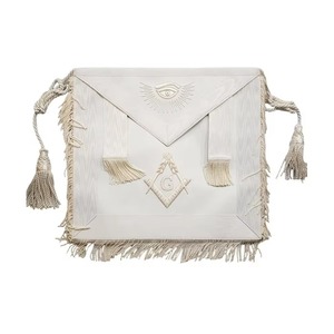 Freemason Blue Lodge Master Mason <b>Apron</b> Classic Luxury All <b>White</b> Wreath Fringe Tassels Cords Ethnic Velvet Custom Logo Cathedral - Product Image 1