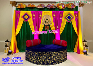 Asiento de novia para decoración de escenario, asiento de noche musulmán, colorido, mahndi, hermoso, para boda, Walima - Product Image 5
