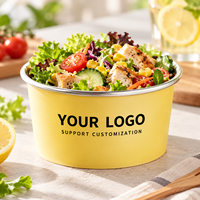 Bol en papier kraft blanc jetable, écologique, avec logo personnalisé, pour salade, soupe, gâteau, yaourt, emballage alimentaire