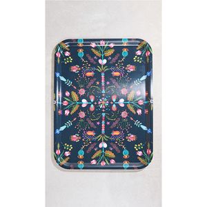 Plateau de service rectangulaire en métal émaillé floral de luxe, plateau décoratif pour table basse, pour la maison, la cuisine et le restaurant - Product Image 2