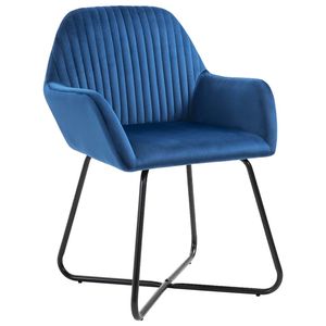 Ensemble de 4 chaises de salle à manger en velours bleu et acier thermolaqué - Product Image 2
