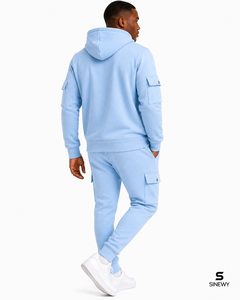 Sweat-shirt à capuche zippé bleu clair pour homme SINEWY, coupe classique, décontracté, avec poches, idéal pour l'automne, 100 % coton respirant - Product Image 4