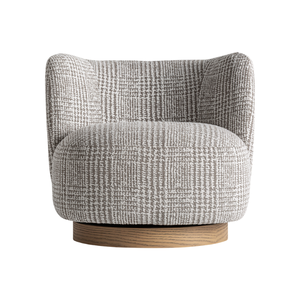 Fauteuil pivotant moderne en teck rembourré, fauteuil barillet avec base rotative à 360 degrés, coussin moelleux, mobilier de luxe pour hôtel - Product Image 3
