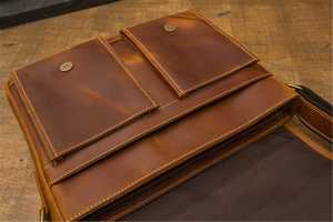 Sac fourre-tout vintage grande capacité pour usage quotidien et voyage, sacoche d'affaires en cuir véritable pour ordinateur portable 14 pouces pour hommes LLB-0344 - Product Image 5