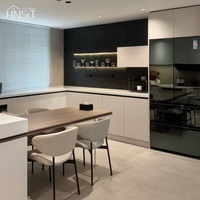 Meubles de cuisine de luxe modernes, intégrés, en bois, résistants à l'eau, multi-tiroirs, écologiques, ensemble complet en gros, fabrication OEM/ODM