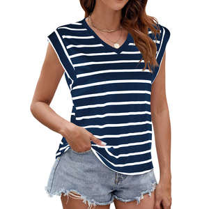 Camiseta de Mujer al por Mayor de Alta Calidad con Cuello en V, Hombros Caídos, Tallas Grandes, Apliques, 100% Fibra de Bambú Ecológica, Servicio OEM - Product Image 5