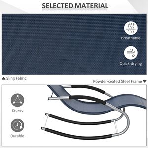 Moderna Chaise Longue Reclinabile a Dondolo Blu Navy per Esterni con Cuscino Rimovibile per Piscina - Product Image 6