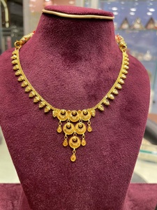 Elegant 22K <b>Solid</b> <b>Gold</b> Necklace Traditional Tiered Circular <b>Pendant</b> Bridal Wedding Fine Jewelry for Women No Commas - Product Image 2