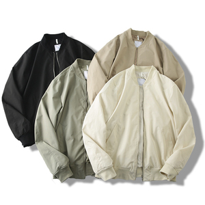 Blouson bomber uni pour homme, fermeture éclair, col montant, style streetwear décontracté, à capuche, respirant, en toile de polyester, hiver - Product Image 1