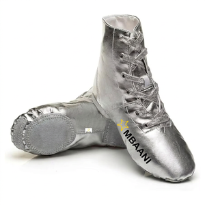 MBAANI Chaussures de danse jazz montantes en PU argenté pour femme, à lacets, semelle plate et souple, pour la pratique - Product Image 6