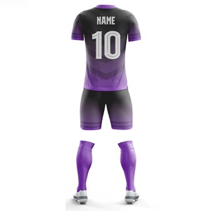 Wholesale Cheap Custom Comfortable Breathable Soccer <b>Short</b> Sleeve Jersey <b>Shorts</b> Sublimation Purple Color 100% <b>Polyester</b> Uniforms - Product Image 3