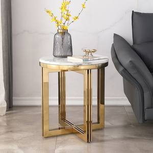 Hotel Luxury Furniture Marble Top <b>Side</b> <b>Tables</b> <b>Gold</b> Plated Metal Round End <b>Table</b> for Living Room, Hotel, Office Manufacture - Product Image 1