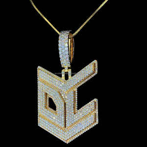 Joyería fina personalizada Iced Out Hombres Hip Hop Colgante 925 Plata Chapado en oro Carta Colgante Lujo Hip Hop Joyería - Product Image 3