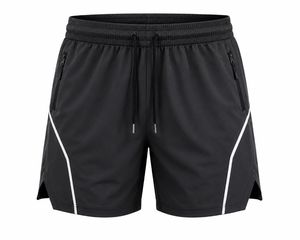 Shorts de sport gris pour homme en toile 100 % polyester à séchage rapide avec cordon de serrage à la taille et poches zippées, longueur mi-cuisse, pour entraînement athlétique - Product Image 5