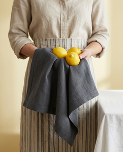 Charcoal Gray <b>Linen</b> Kitchen <b>Towel</b> Square Woven Solid Color <b>Tea</b> <b>Towel</b> Table Napkin - Product Image 1