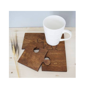 Sous-verre en bois puzzle pour thé, café, boissons – Écologique, durable, moderne – Sous-verre puzzle – Prix le plus bas - Product Image 2