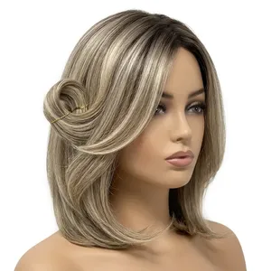 Extensiones de Cabello Humano 100% Remy, Trama Recta, Color Rubio Ceniza Degradado, Textura Ondulada Natural, Personalizables - Product Image 6