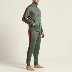 Conjunto deportivo de poliéster con chaqueta con cremallera frontal completa y pantalones - Product Image 4